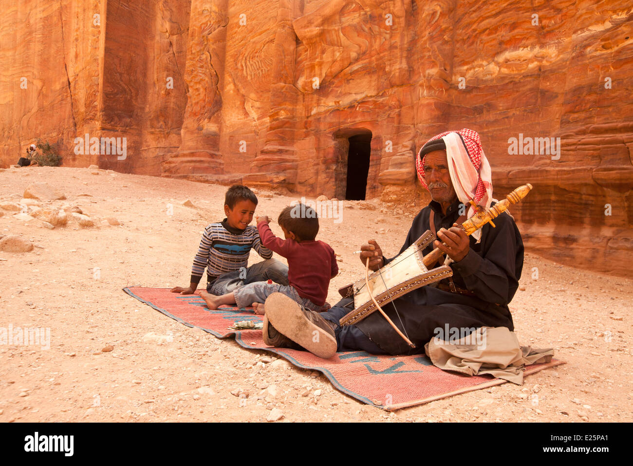 Nahen Osten, Jordanien, Petra, UNESCO-Weltkulturerbe. Gesamtansicht des Standortes Stockfoto