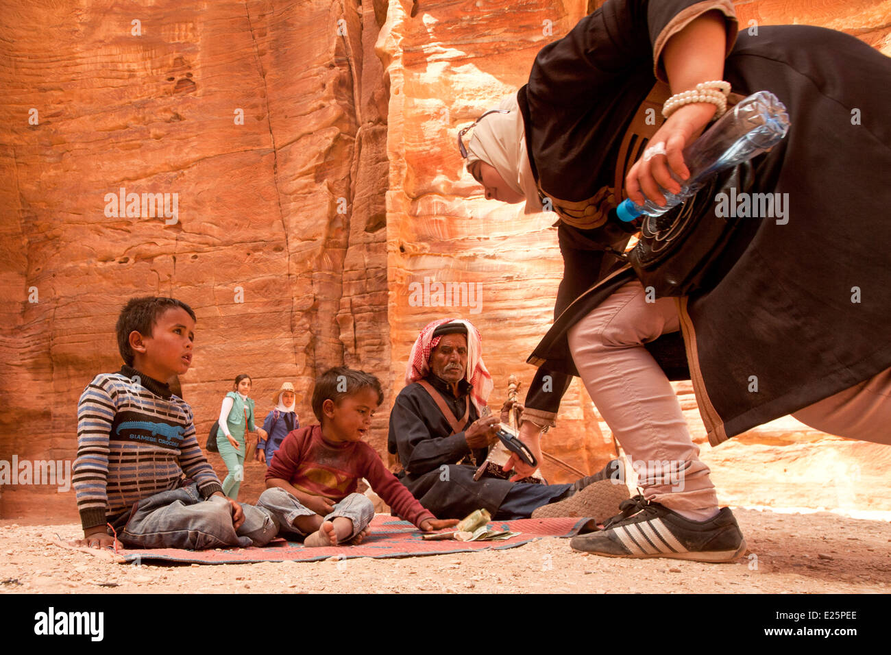 Nahen Osten, Jordanien, Petra, UNESCO-Weltkulturerbe. Gesamtansicht des Standortes Stockfoto