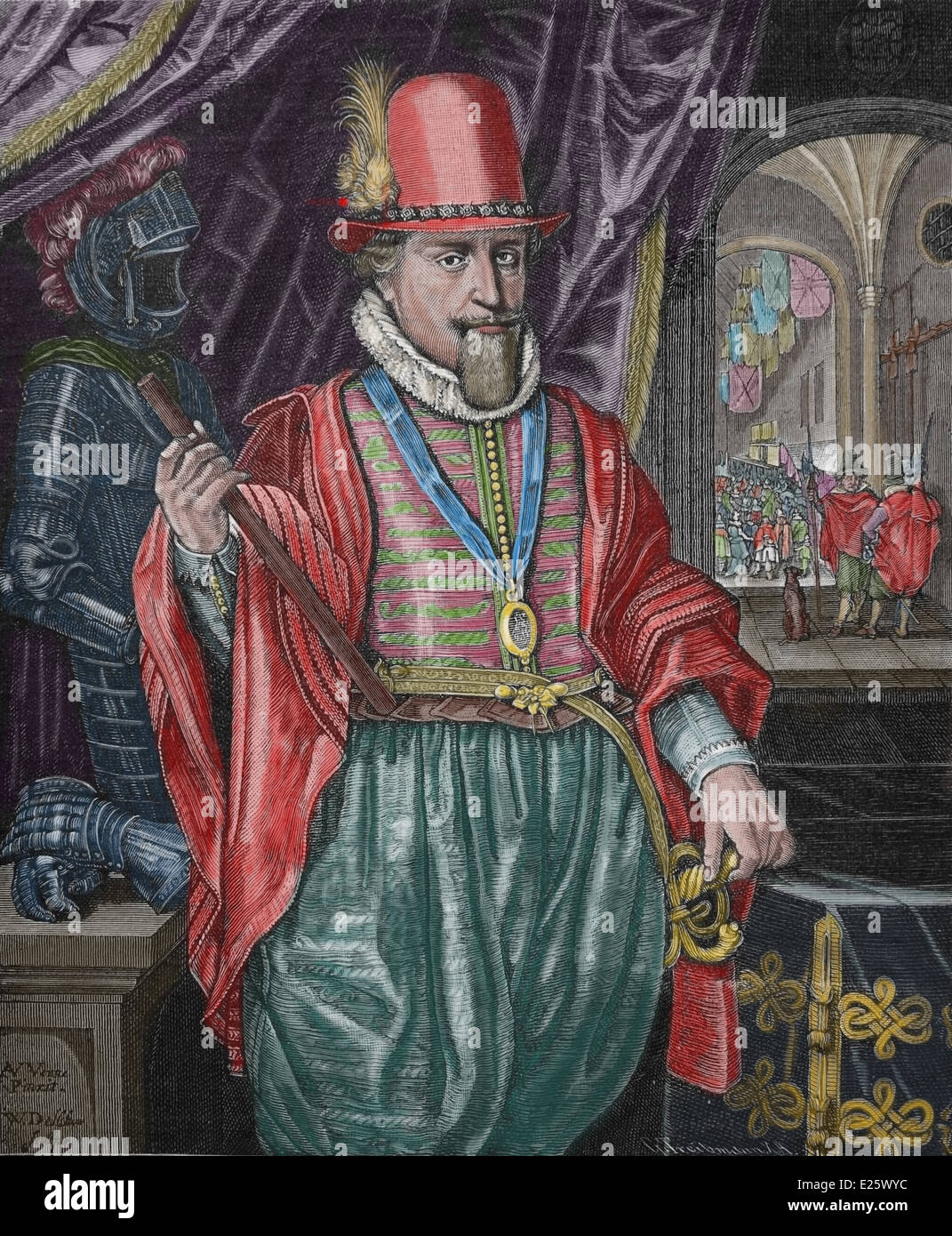 Maurice von Nassau, Prinz von Oranien (1567-1625). Den niederländische Aufstand gegen Spanien organisiert. Kupferstich von G. Jacoboson Delff. Stockfoto