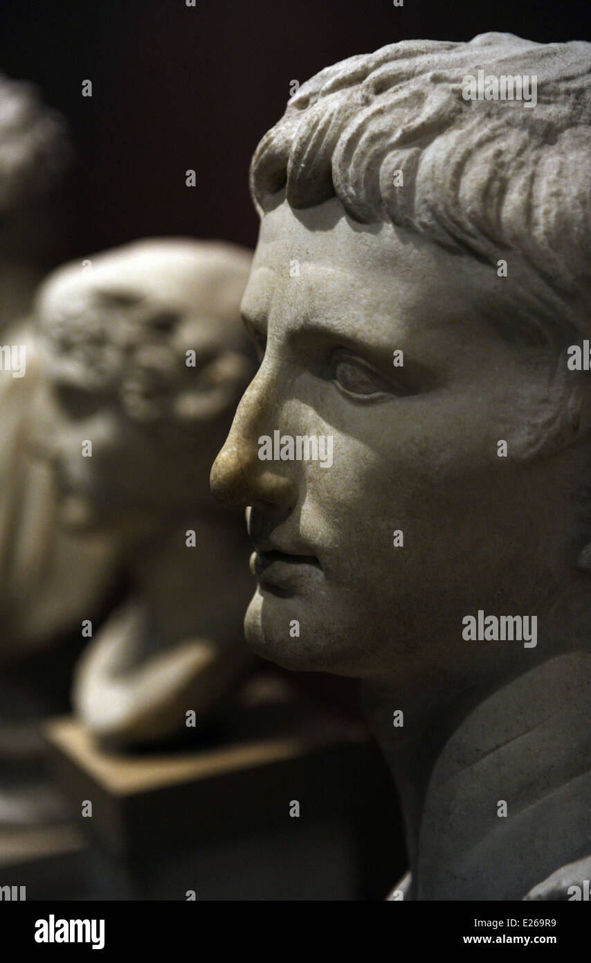 Augustus (63 v. Chr. - 14 n. Chr.). Erste römische Kaiser. Büste. Marmor. Von Pergamon (Bergama). 1. Jahrhundert n. Chr. Stockfoto
