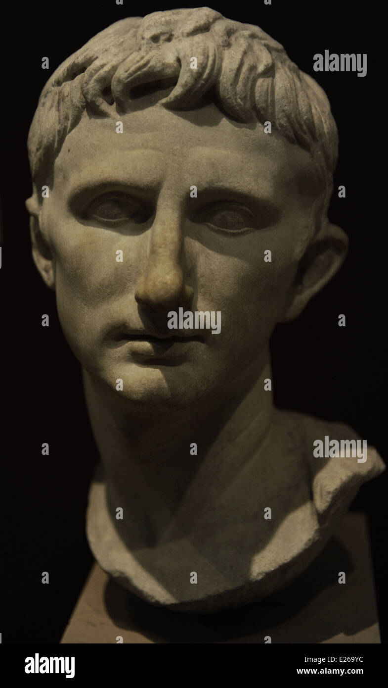 Augustus (63 v. Chr. - 14 n. Chr.). Erste römische Kaiser. Büste. Marmor. Von Pergamon (Bergama). 1. Jahrhundert n. Chr. Stockfoto