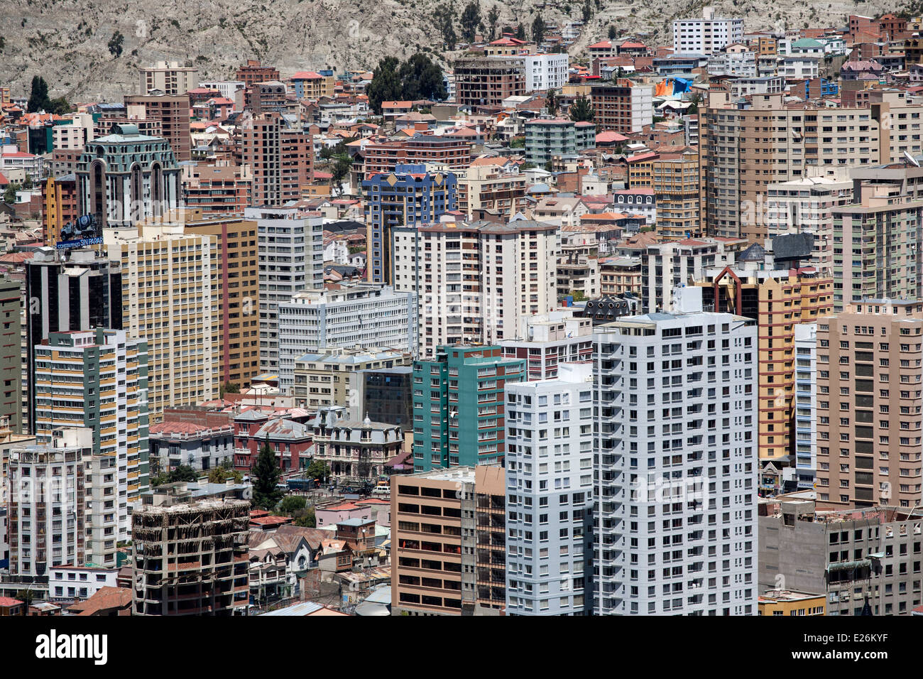 Wolkenkratzer. Stadtzentrum entfernt. La Paz. Bolivien Stockfoto