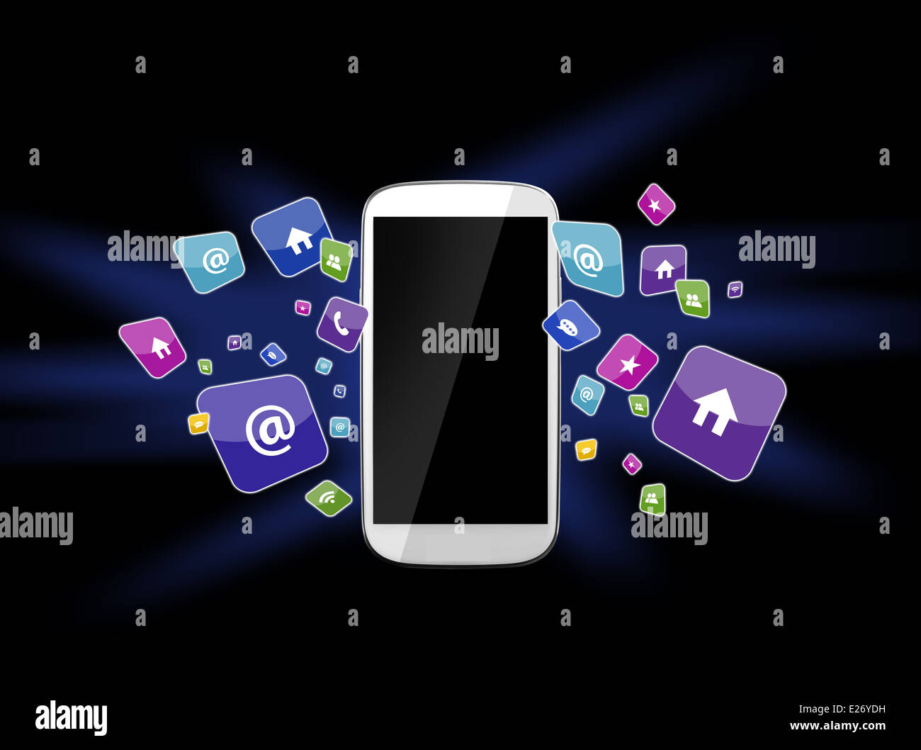 Foto von Smartphone und app-Icons. Apps ist ein Stück Software. Es kann über das Internet, Computer und Smartphone laufen. Stockfoto