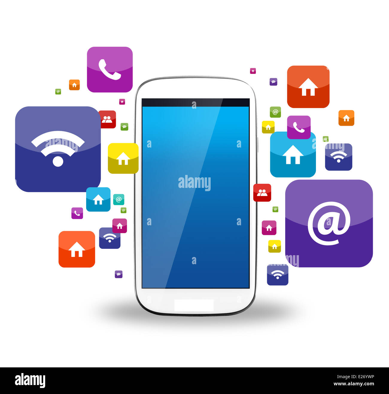 Foto von Smartphone und app-Icons. Apps ist ein Stück Software. Es kann über das Internet, Computer und Smartphone laufen. Stockfoto