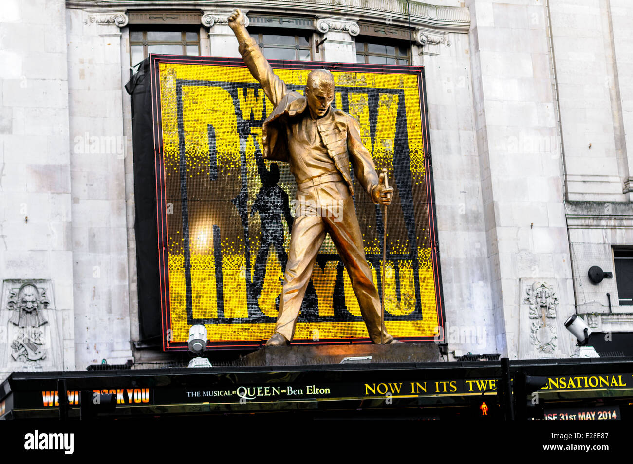 Dominion Theater mit dem musical "We Will Rock You". Es wurde angekündigt, dass die Show am Ende Mai beendet wird Stockfoto