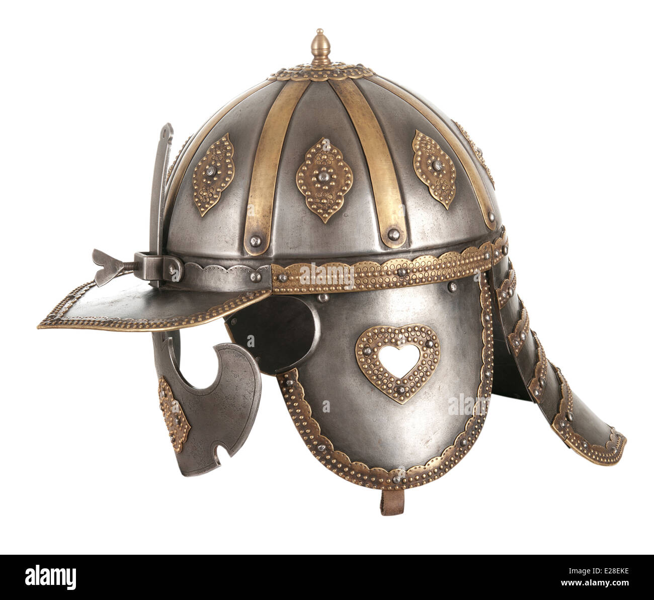 Eisen-Helm des mittelalterlichen Ritters. Sehr schweren Kopfschmuck Stockfoto