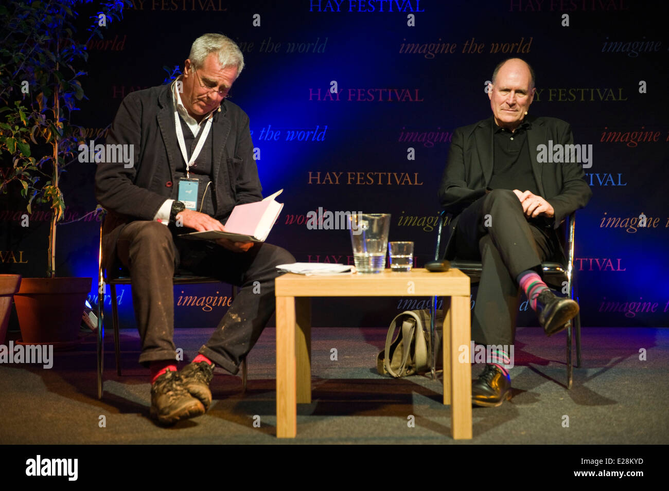 William Nicholson Drehbuchautor, Dramatiker und Romancier spricht über seine Arbeit bei Hay Festival 2014. © Jeff Morgan Stockfoto