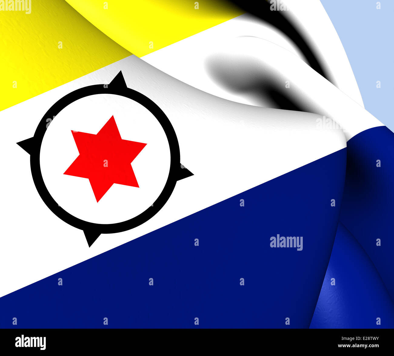 Flagge von Bonaire. Hautnah. Stockfoto