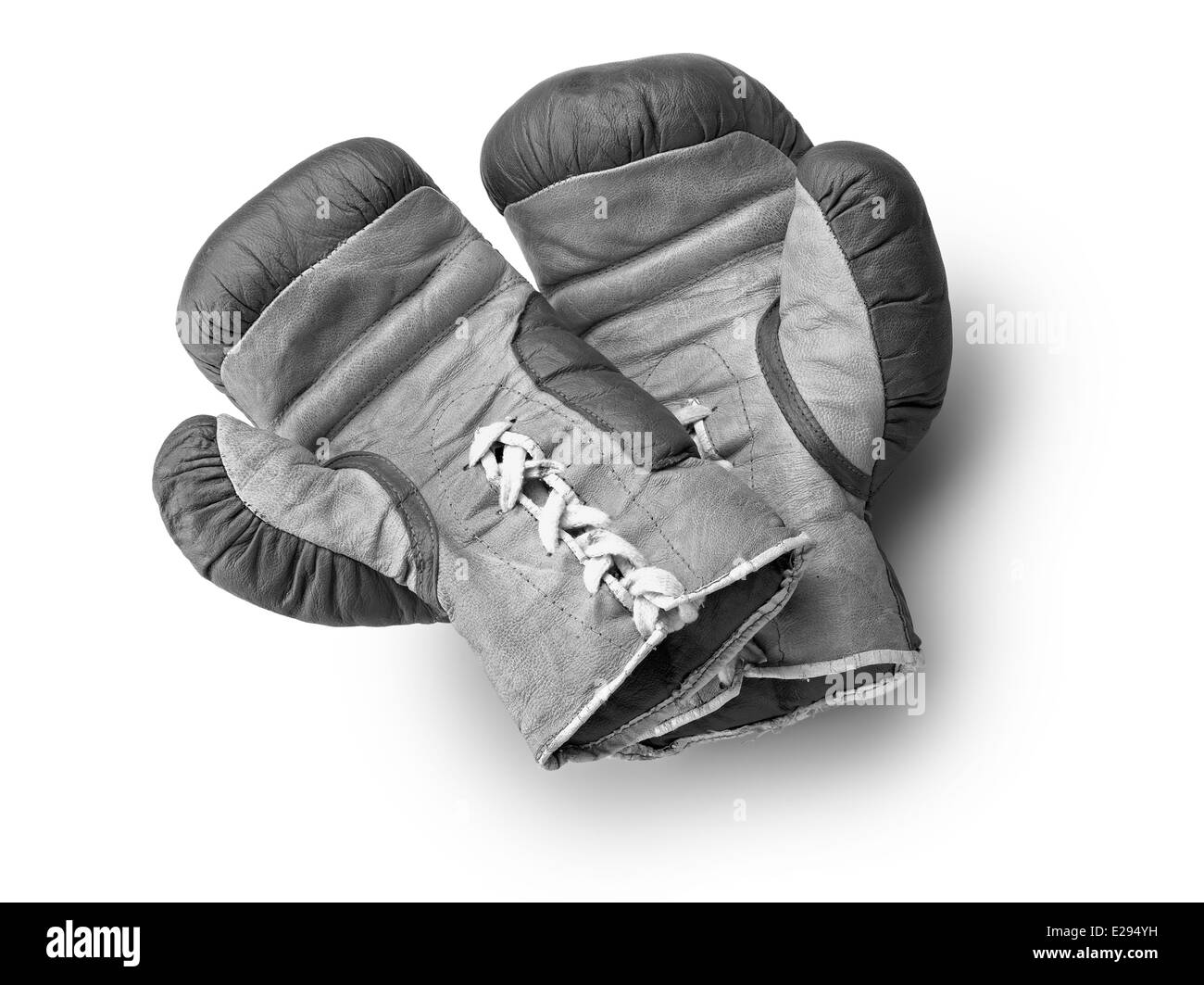 Alte schwarz-weiß-Boxen Handschuhe Stockfoto