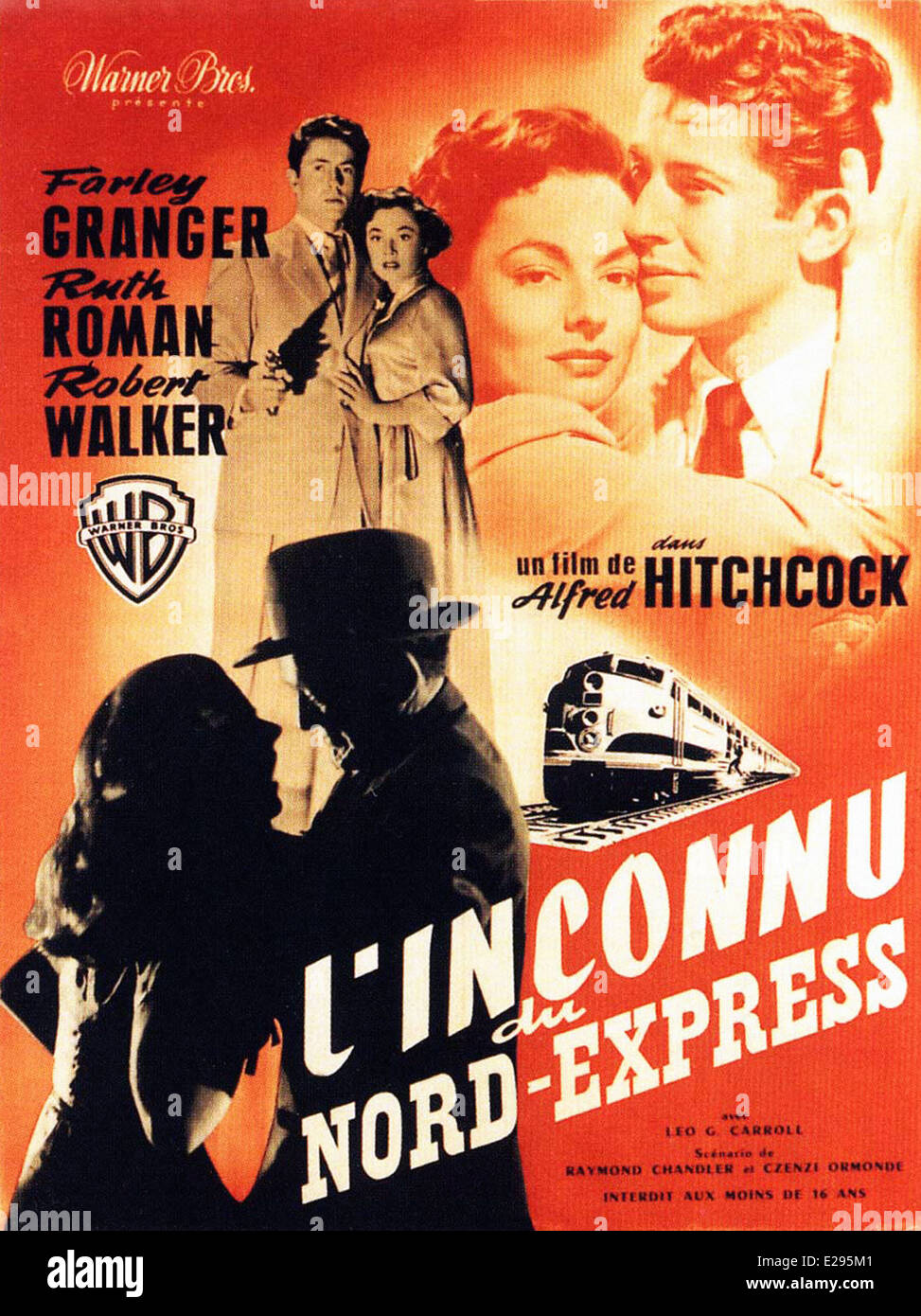 Der Fremde im Zug - L'inconnu du Nord-Express französische Filmplakat - Regisseur: Alfred Hitchcock - 1951 - Warner Bros Stockfoto