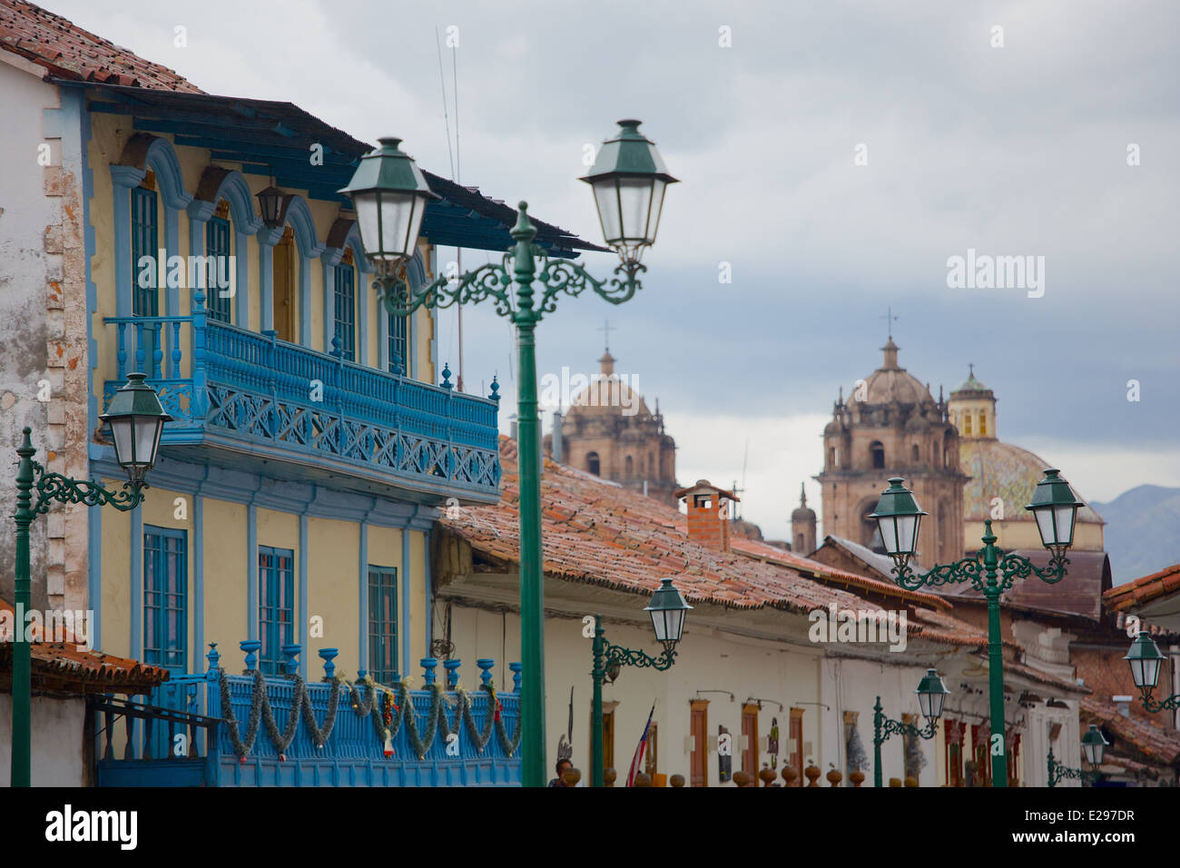 Ein ziemlich Straßenszene in Cusco, Peru, dem alten Sitz des Inka-Reiches hoch in den Anden. Stockfoto Ein ziemlich Straßenszene in Cusco, Peru, dem alten Sitz des Inka-Reiches hoch in den Anden. Stockfoto