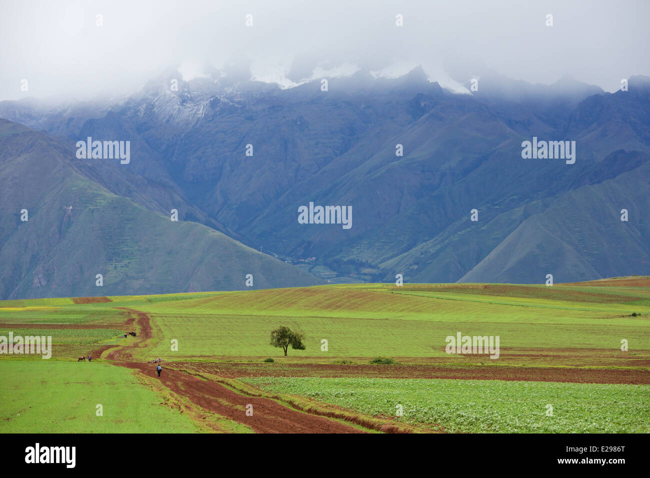 Schönes Licht nach einem Clearing-Sturm über das Heilige Tal, Valle Sagrada, in Peru, in der Nähe von Cusco, Südamerika Stockfoto