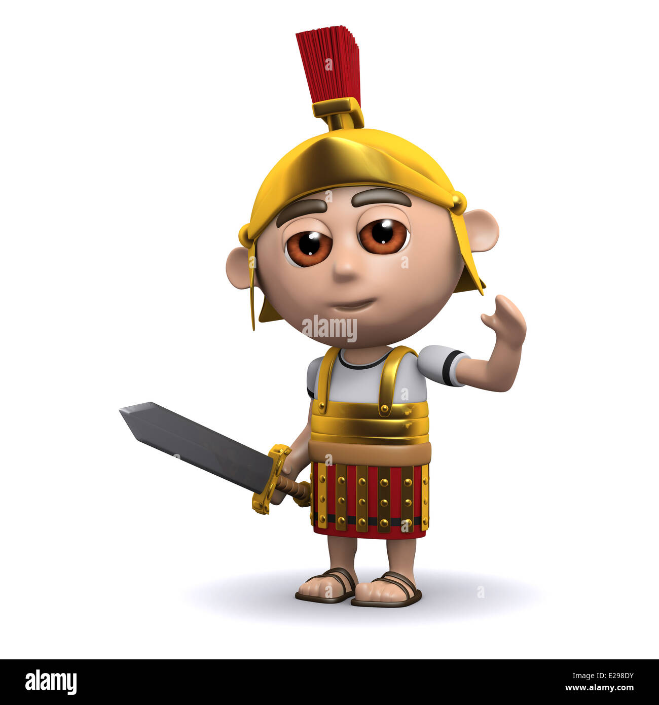 3D römischer Soldat Wellen Hallo Stockfoto