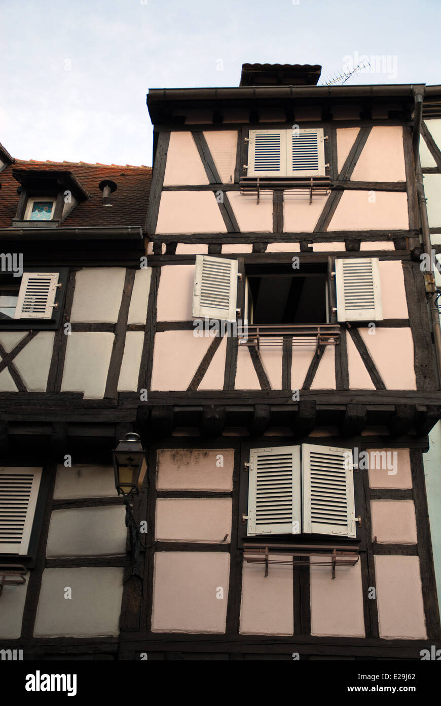 Fassade des elsässischen Häuser in Colmar, Elsass, Frankreich Stockfoto