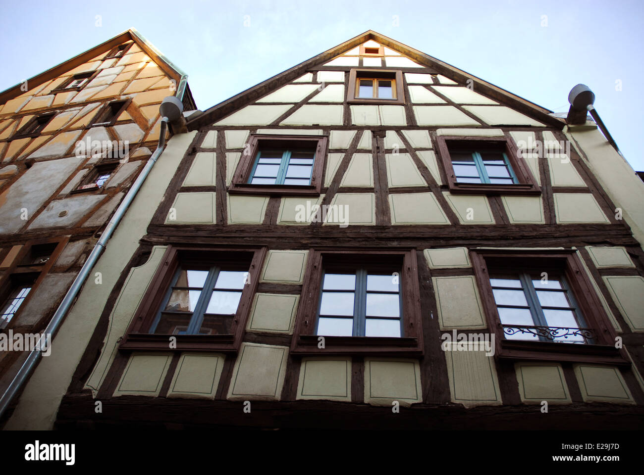 Markante Fassaden der elsässischen Häuser in Colmar, Elsass, Frankreich Stockfoto