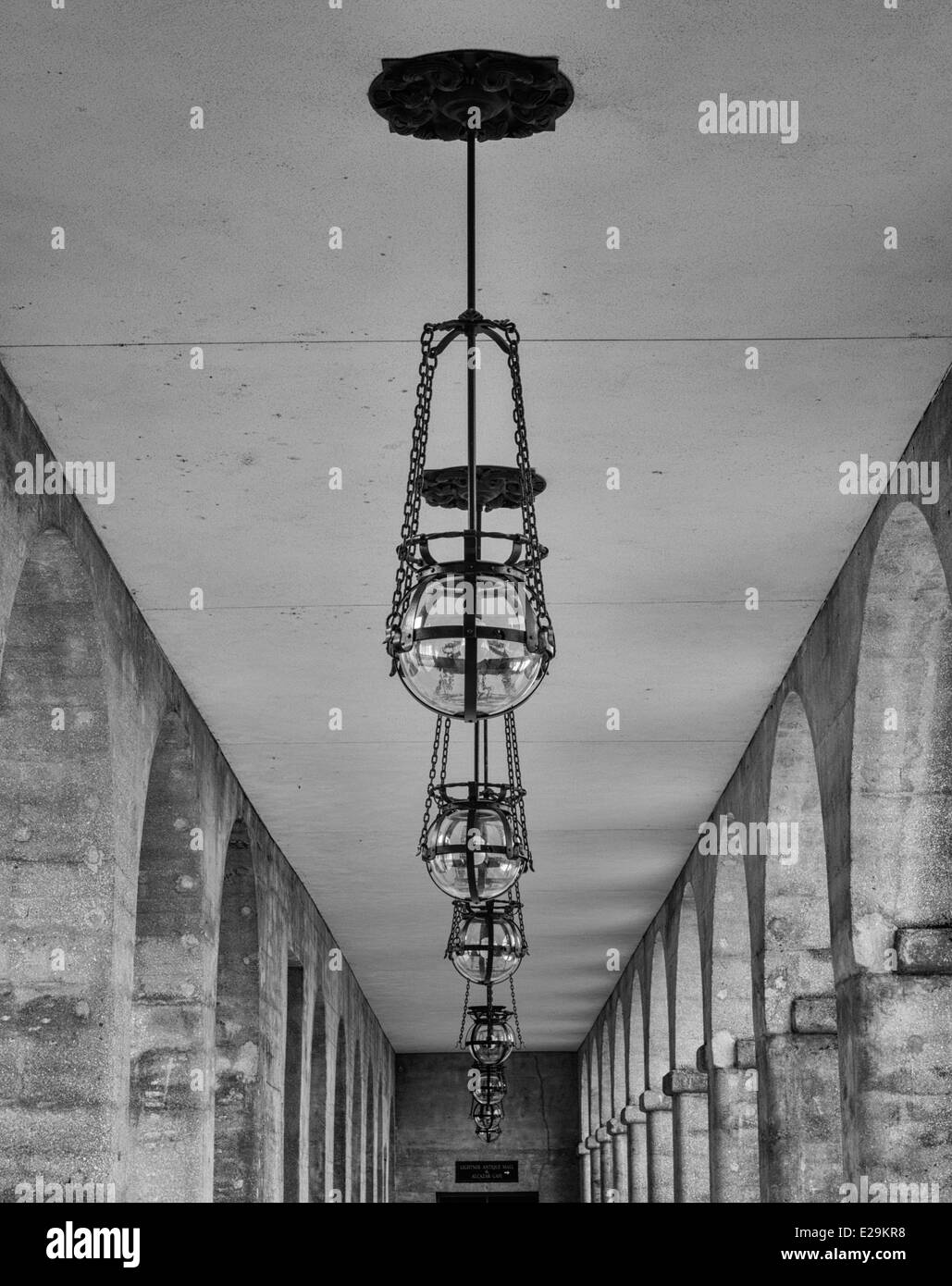 Die Collanade im alten Hotel Alcazar jetzt Lightner Museum, St. Augustine, Florida (umgerechnet in schwarz und weiß) Stockfoto