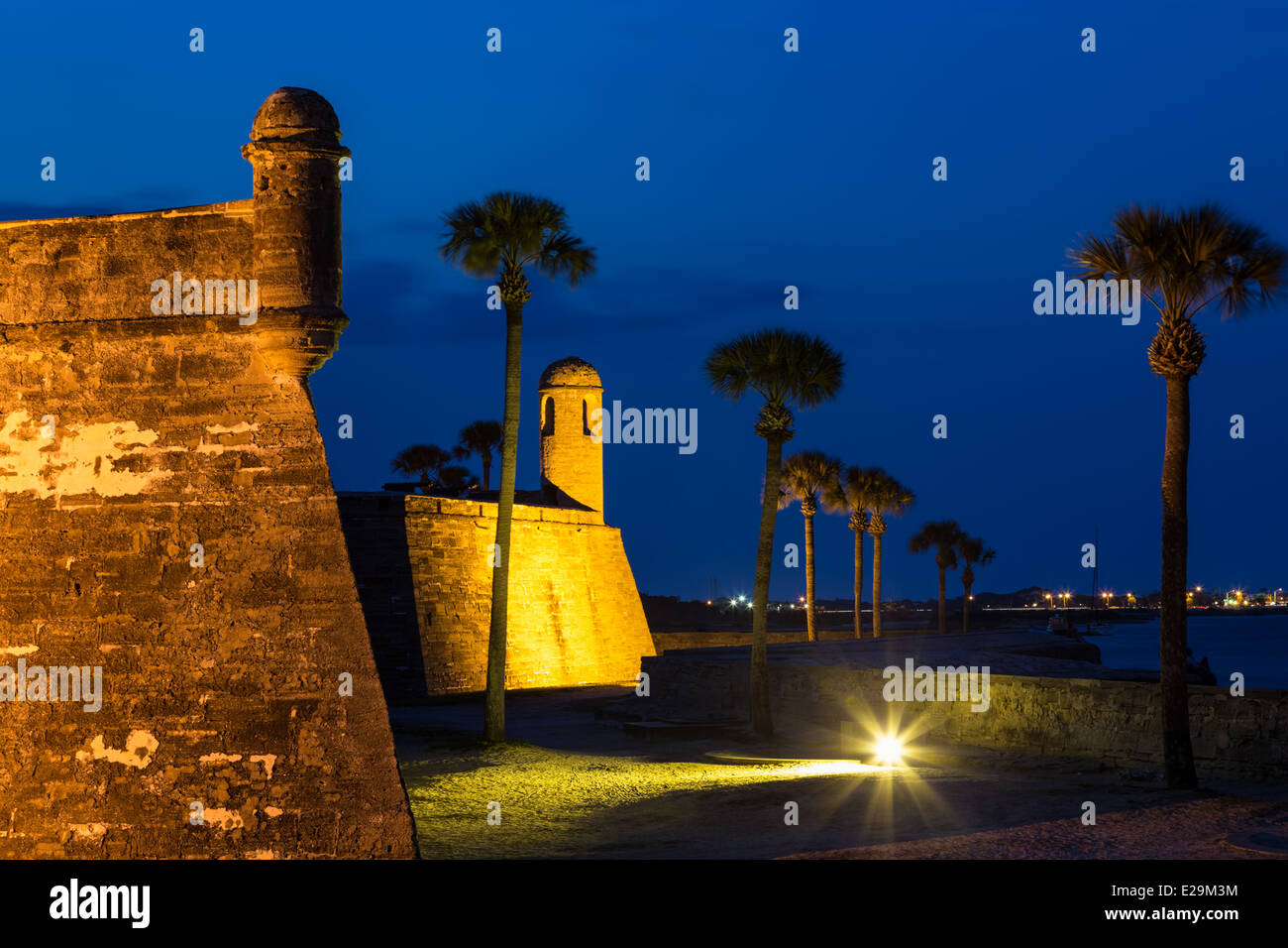 Castillo de San Marcos in der Nacht, St. Augustine, Florida Stockfoto