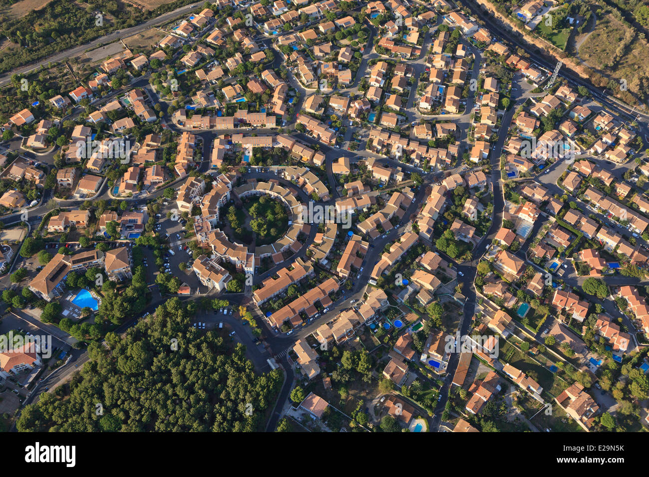 Frankreich, Herault, Balaruc-Les-Bains, Puech Mejan Bezirk (Luftbild) Stockfoto