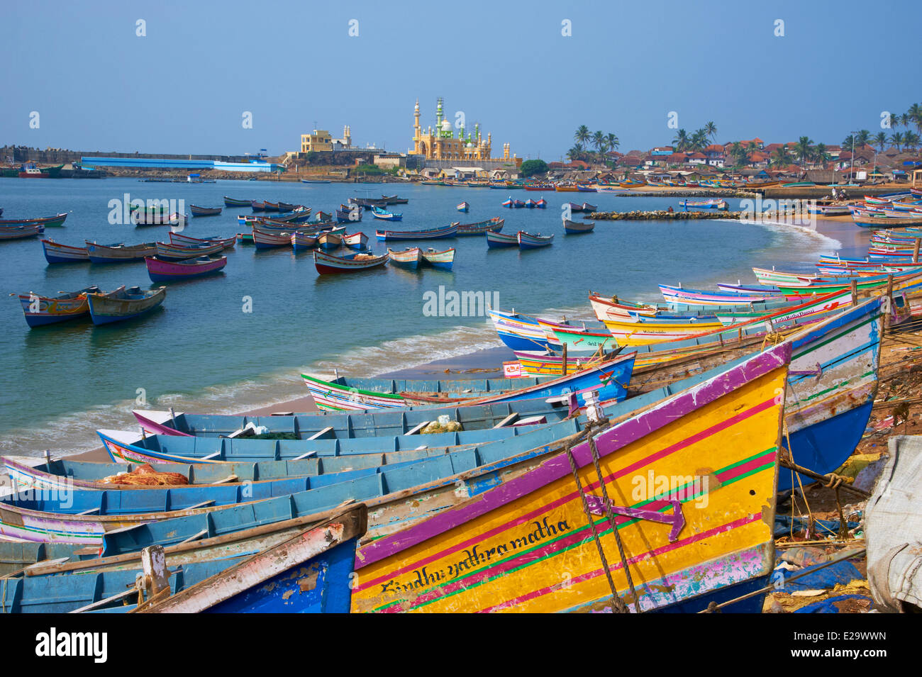 Indien, Kerala Zustand, Vizhinjam, Fischerhafen in der Nähe von Kovalam Stockfoto