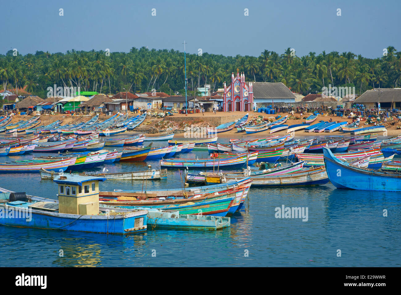 Indien, Kerala Zustand, Vizhinjam, Fischerhafen in der Nähe von Kovalam Stockfoto