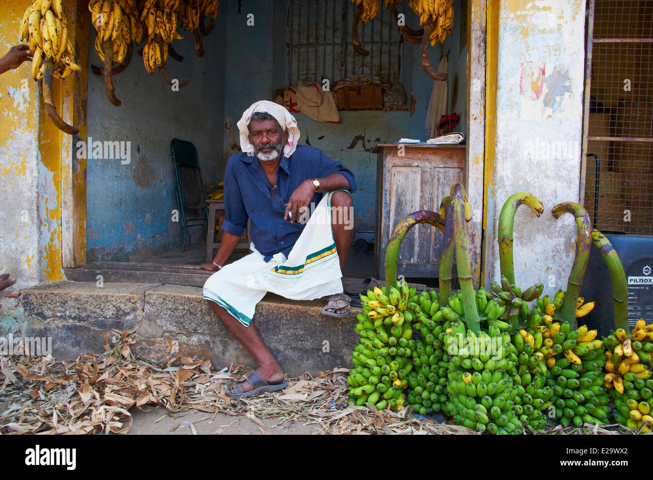 Indien, Bundesstaat Kerala, Trivandrum oder Thiruvananthapuram, Kerala Hauptstadt, Obstmarkt Stockfoto
