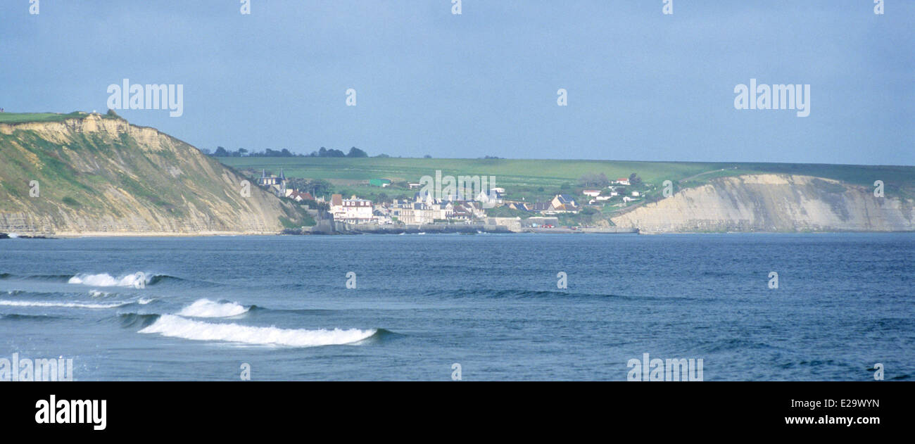 Frankreich, Calvados, Arromanches-Les-Bains, Strand Landung Stockfoto