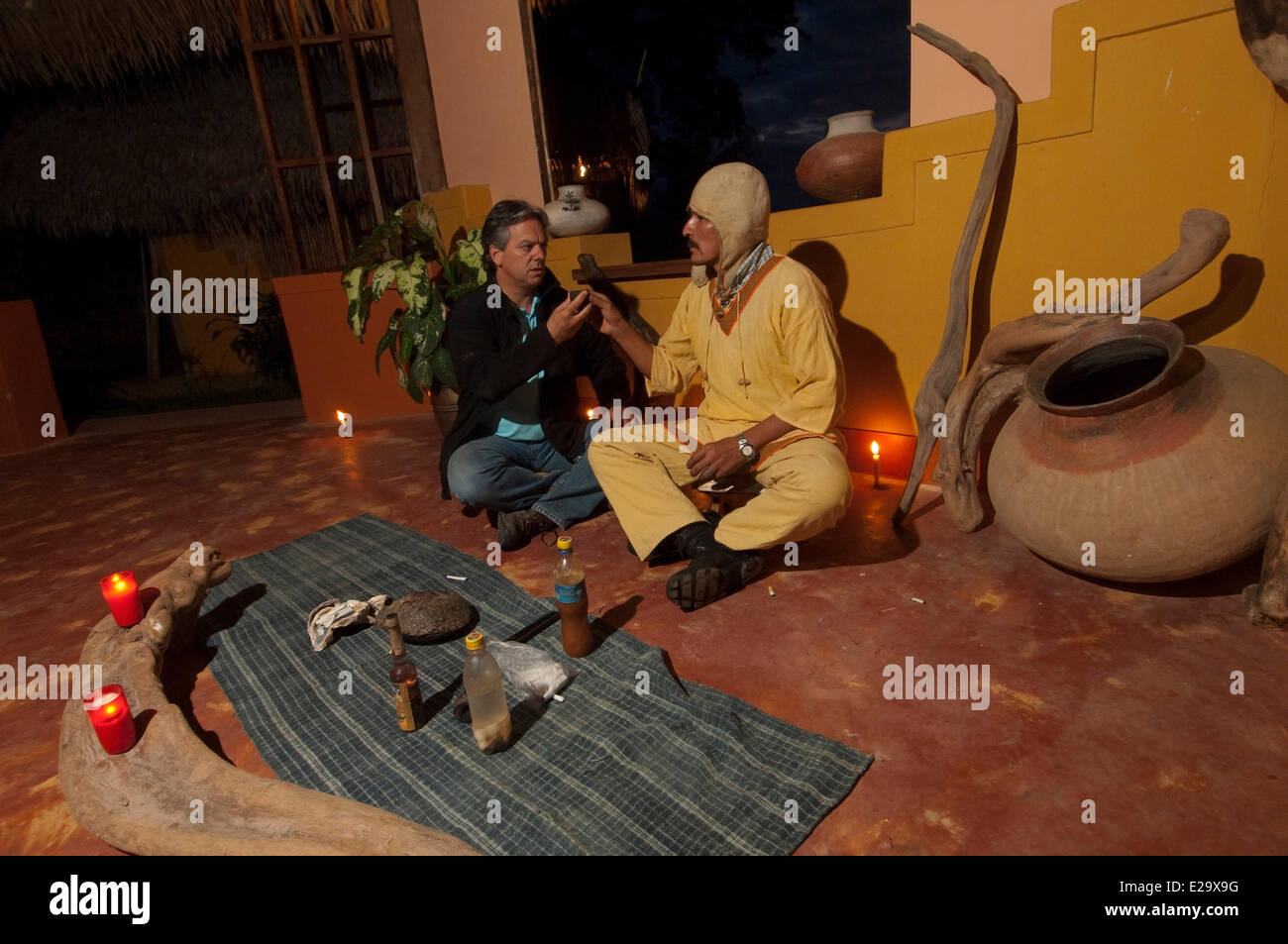 Peru, San Martin, Lamas, Provinzhauptstadt der indigenen Quechua LamistaAyawaska Zeremonie, eine Pflanze mit Psychopharmaka, Stockfoto