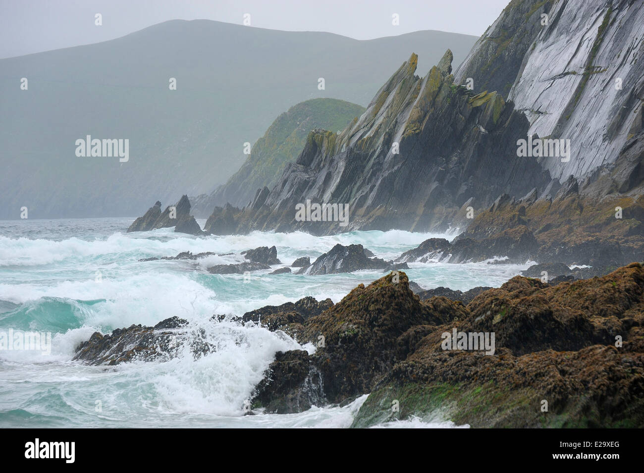 Irland, County Kerry, Dingle Halbinsel, Slea Head, stürmischer Tag Stockfoto