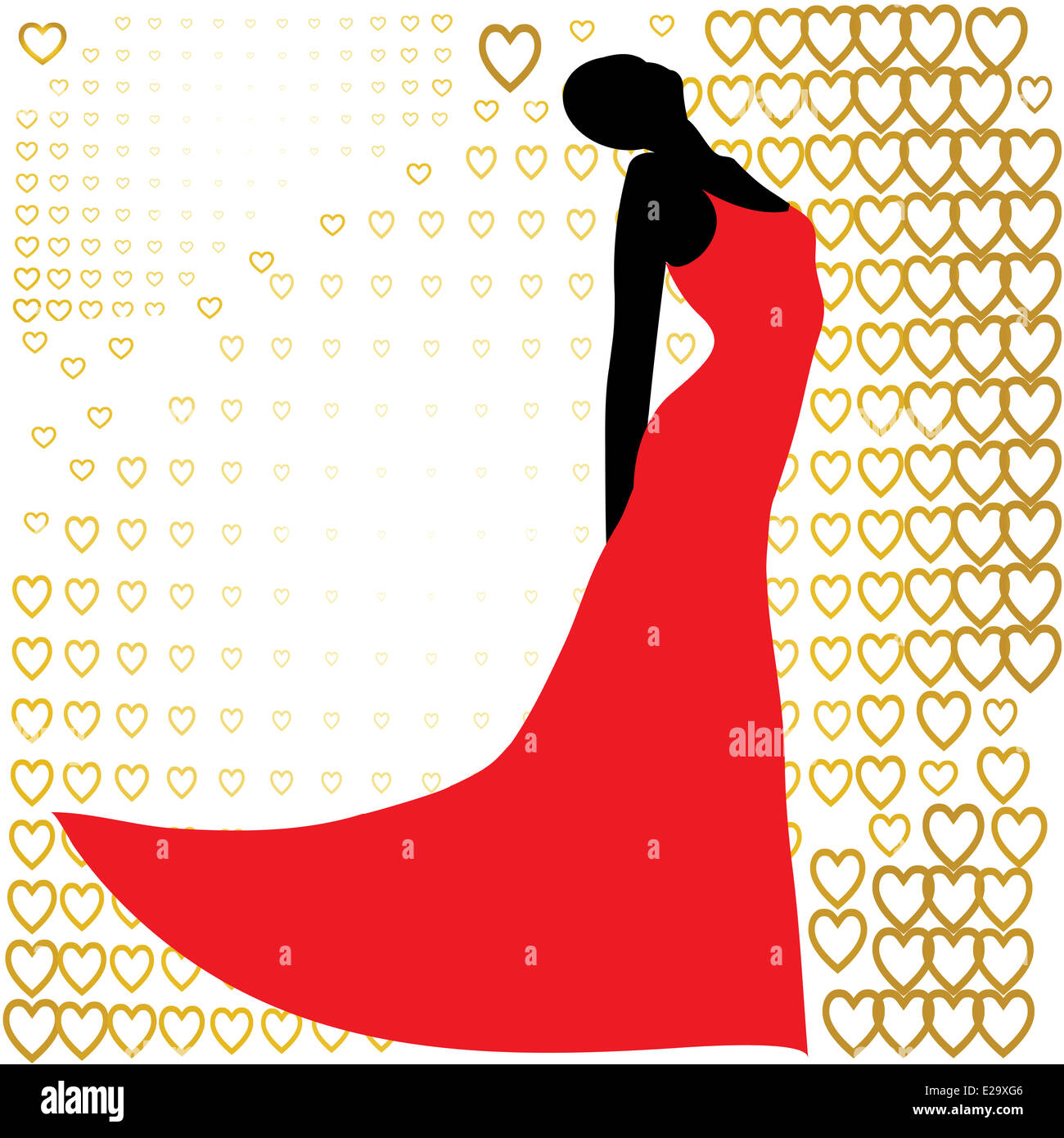 schwarze Silhouette der schönen Frau im roten Kleid Stockfotografie - Alamy
