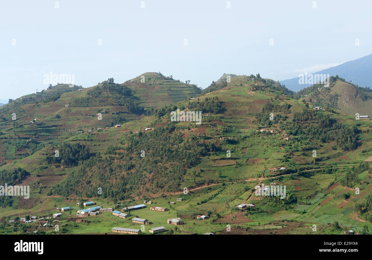 Luftbild in den Virunga-Bergen in Uganda (Afrika) Stockfoto