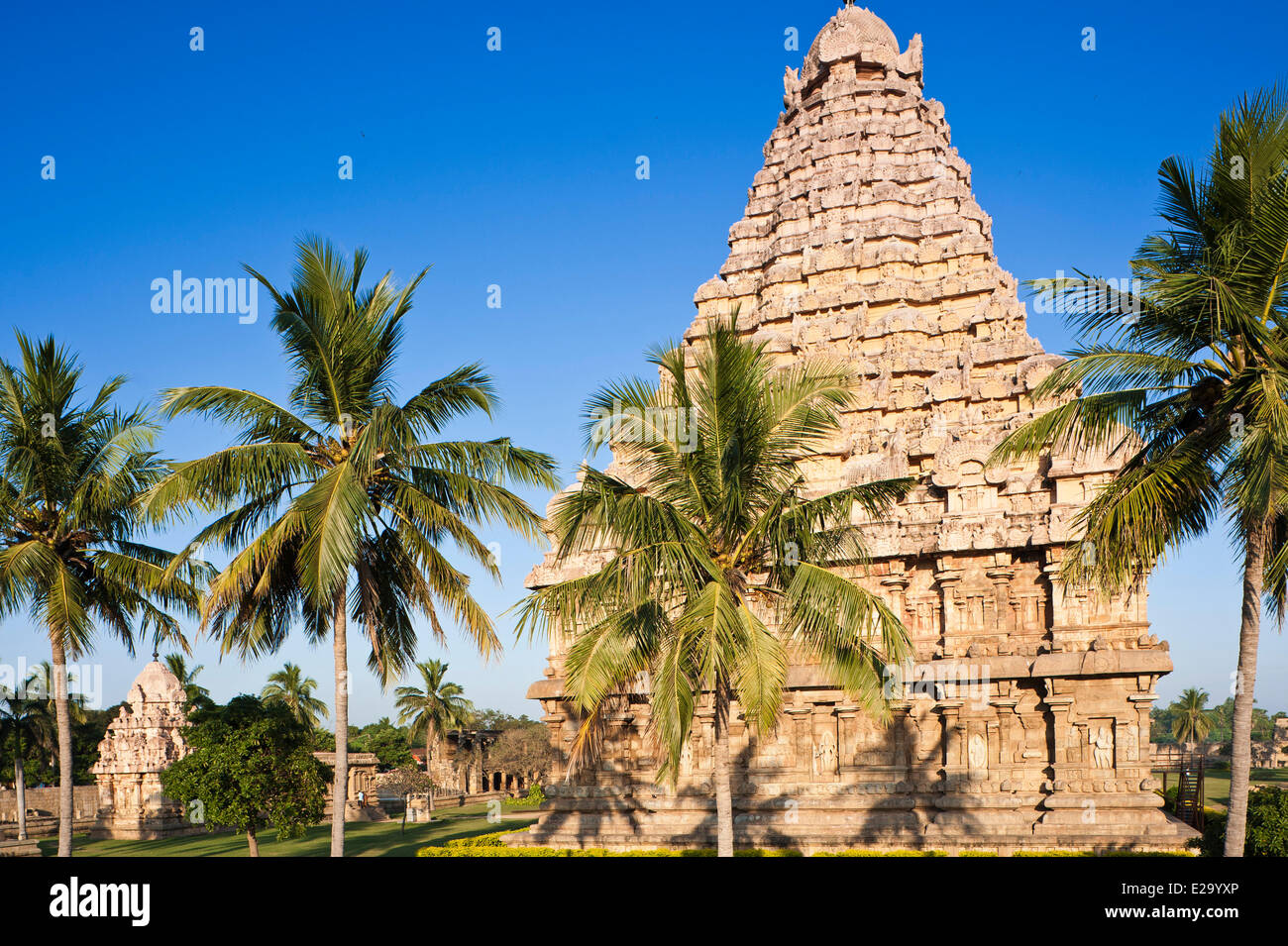 Indien, Tamil Nadu Zustand, Gangaikondacholapuram, den Brihadisvara-Tempel gehört zu den großen lebenden Chola Tempeln als Stockfoto
