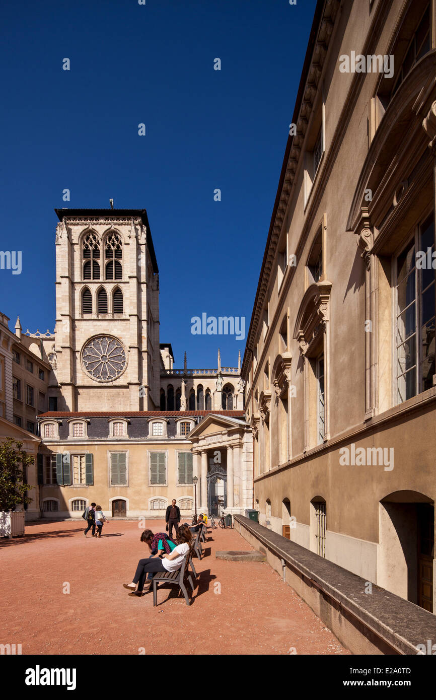 Frankreich, Rhone, Lyon, historische Stätte, die zum Weltkulturerbe der UNESCO, Vieux Lyon (Old Town), die südwestlichen Turm von St Jean Stockfoto