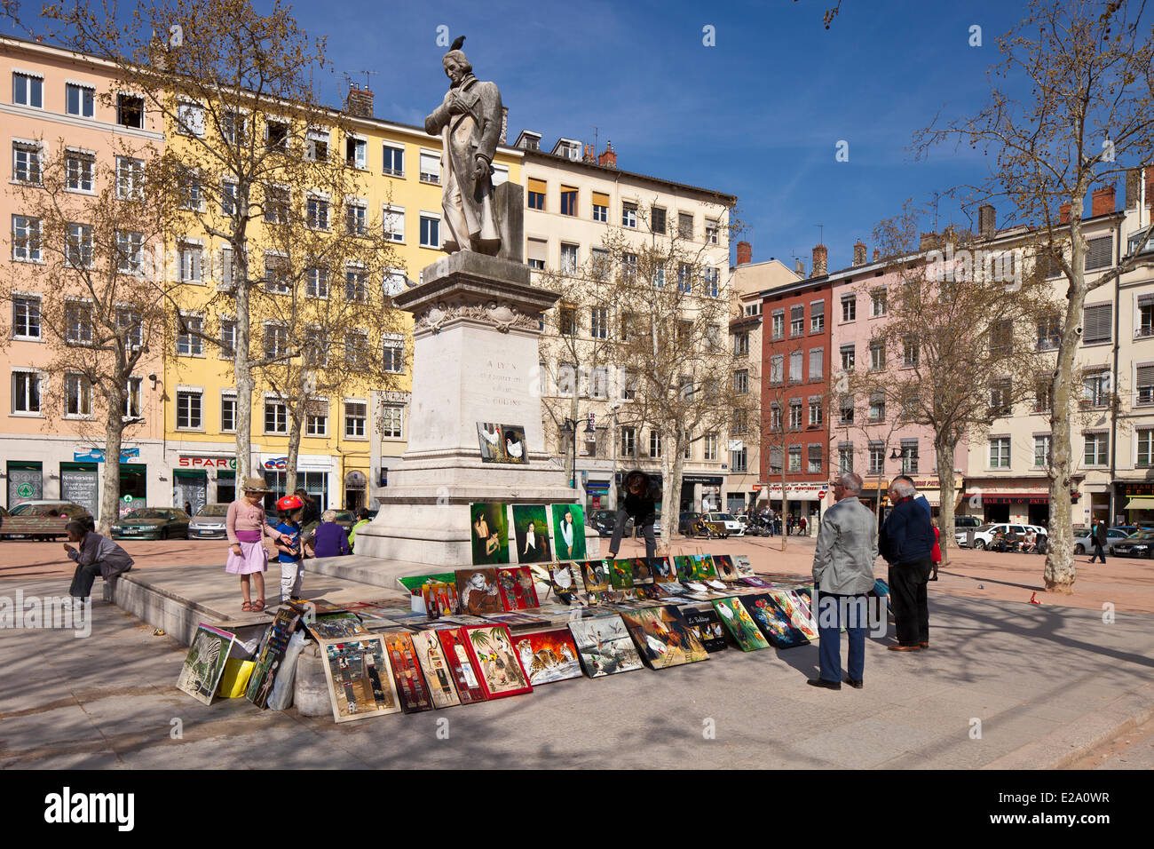 Frankreich, Rhone, Lyon, historische Stätte Weltkulturerbe von UNESCO, La Croix Rousse Bezirk, Place De La Croix-Rousse, Stockfoto