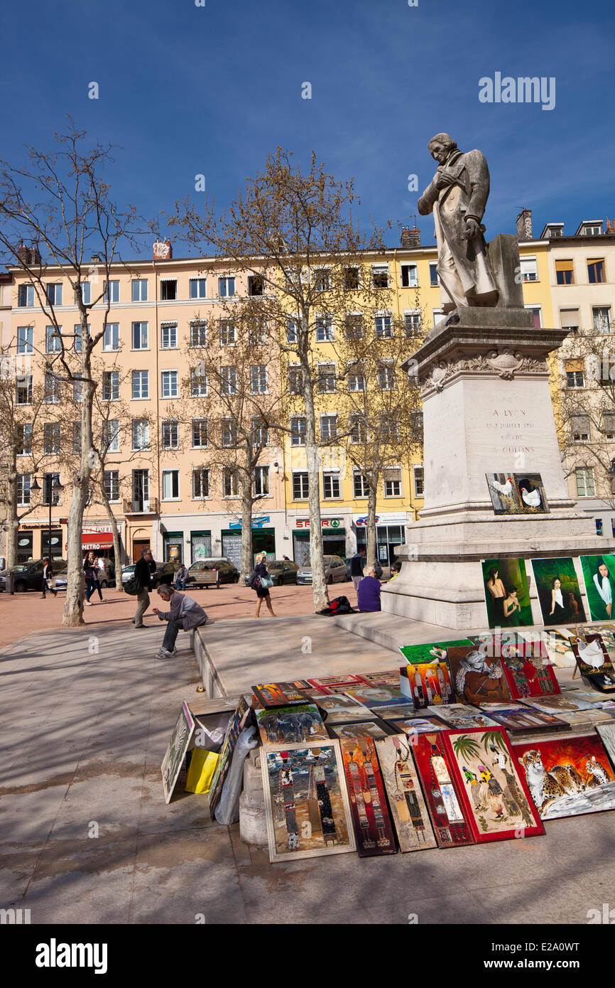 Frankreich, Rhone, Lyon, historische Stätte Weltkulturerbe von UNESCO, La Croix Rousse Bezirk, Place De La Croix-Rousse, Stockfoto