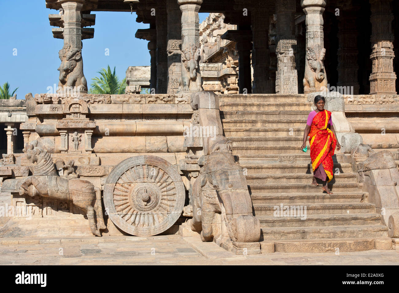 Indien, Tamil Nadu state, Darasuram, den Airavatesvara-Tempel der große lebende Chola Tempel als Weltkulturerbe gehört Stockfoto