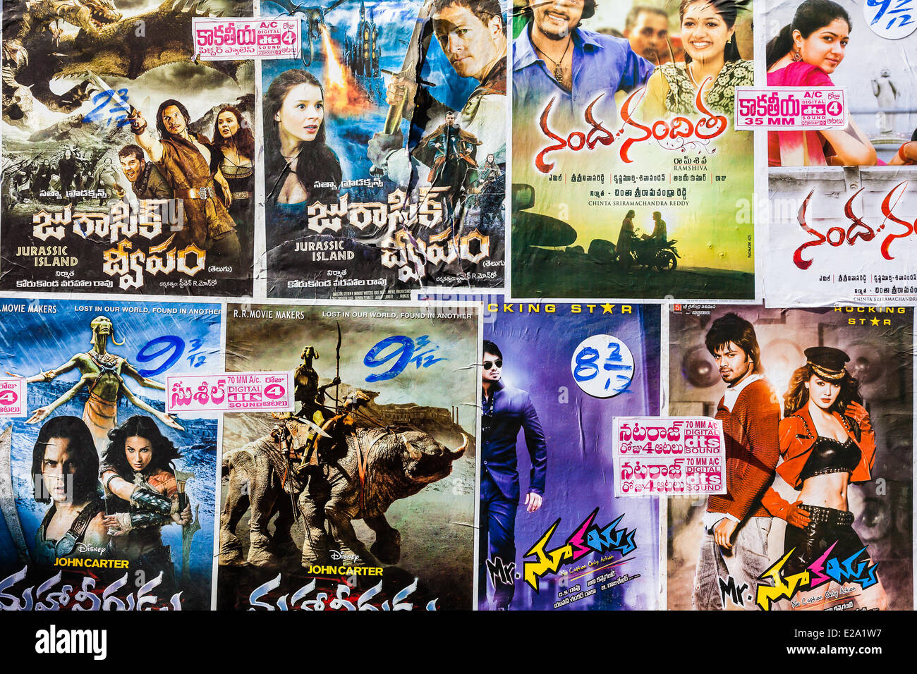 Indien, Andhra Pradesh Zustand, Warangal, Moovie Poster Stockfoto