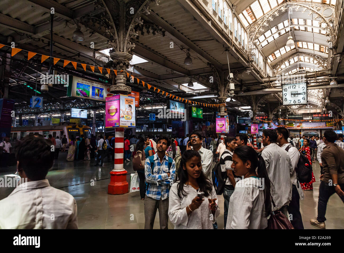 Indien, Maharashtra state, Mumbai Chhatrapati Shivaji Bahnhof (Victoria Terminus), von der UNESCO als Weltkulturerbe Stockfoto
