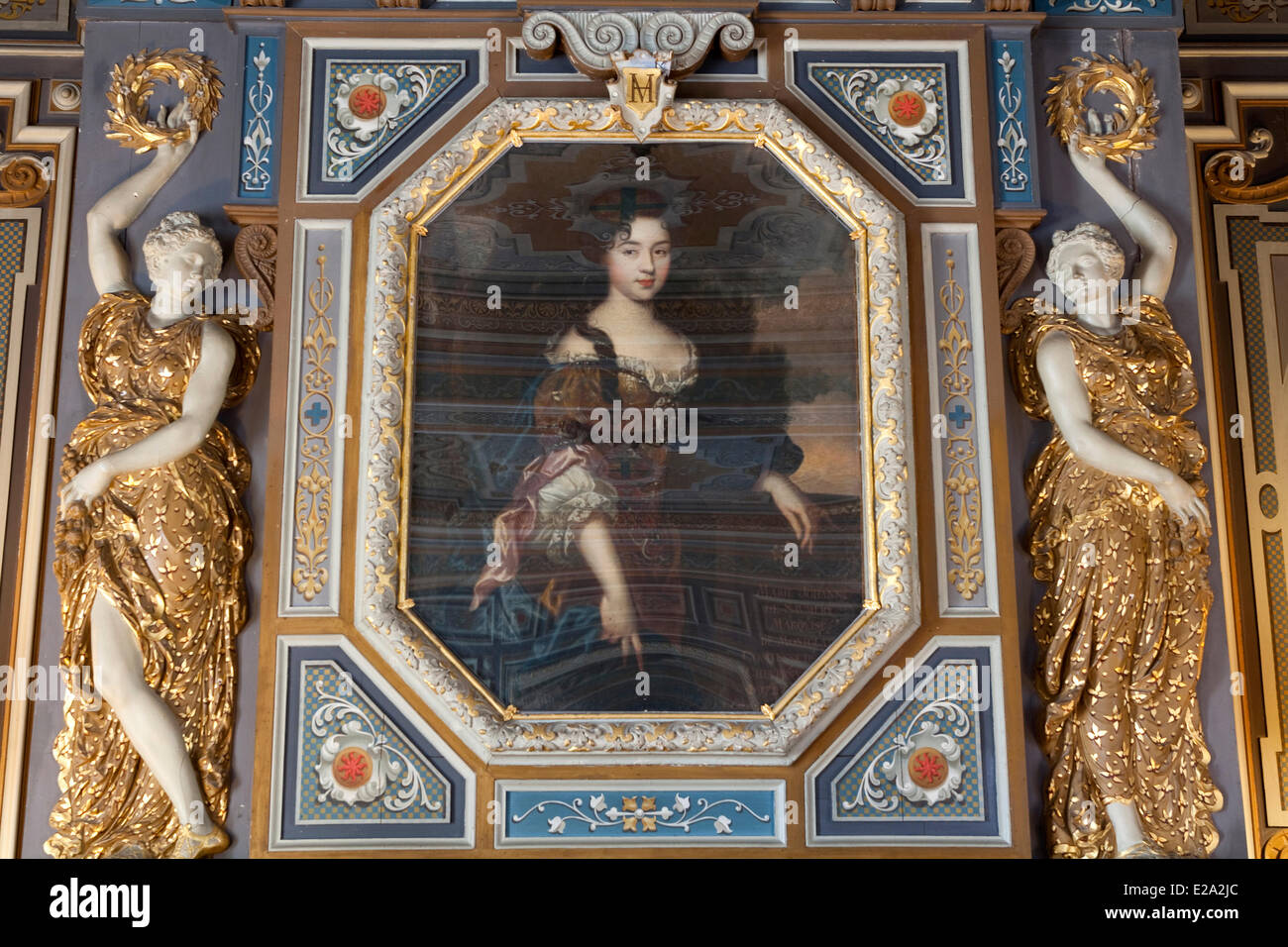 Frankreich, Loir et Cher, Schloss Cheverny, grand Salon, Porträt von Jeanne von Aragon des Malers Raphael Workshop gemacht Stockfoto