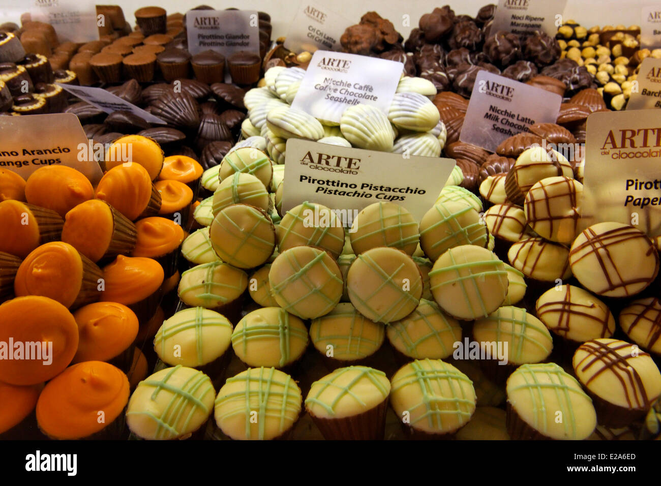 Italien, Toskana, Florenz, Altstadt Weltkulturerbe der UNESCO, Arte del Cioccolato shop Stockfoto