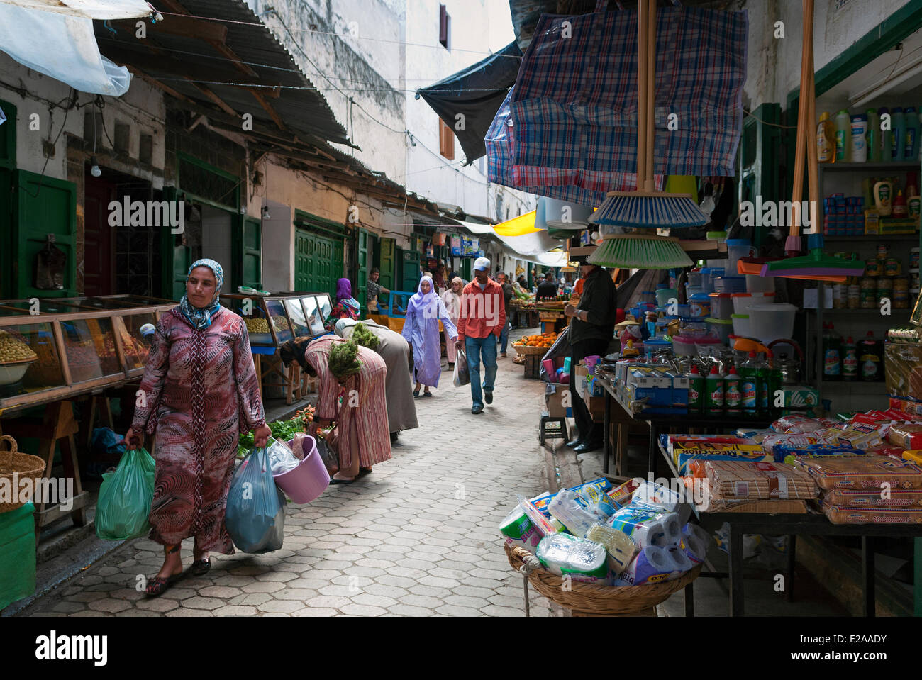 Marokko, Rif Region, Tetouan, Medina aufgeführt als Weltkulturerbe der UNESCO, market Street Stockfoto