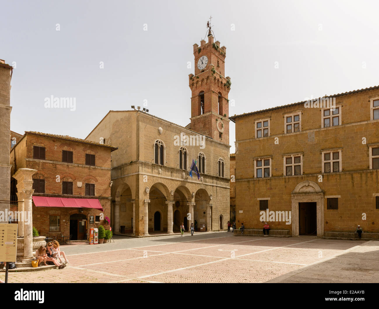 Piazza Pio II Pienza Tuscany Stockfoto