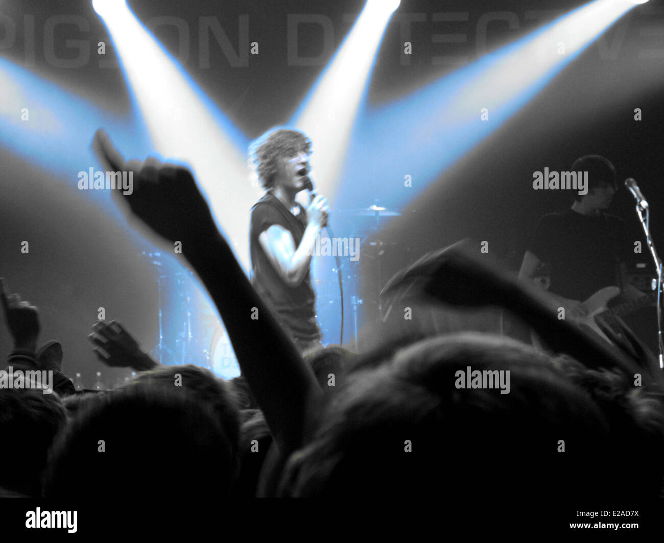 Vereinigtes Königreich, Yorkshire, Leeds, Nacht-Rock-Show in Leeds Academy, The Pigeon Detective lokalen Rockband Stockfoto