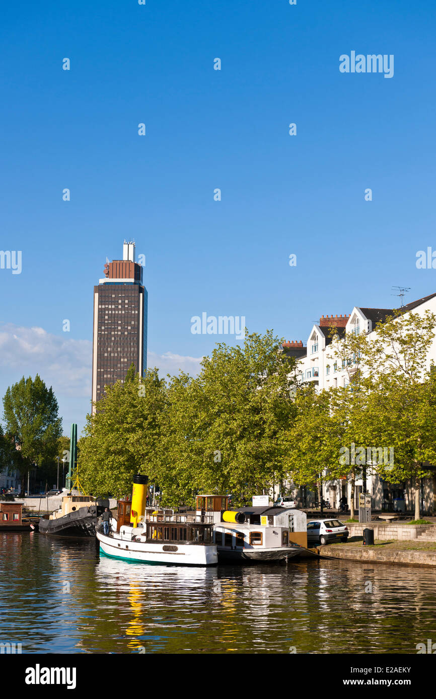 Frankreich, Loire-Atlantique, Nantes, grün Kulturhauptstadt 2013, Bezirk Erdre und der Bretagne-Turm Stockfoto