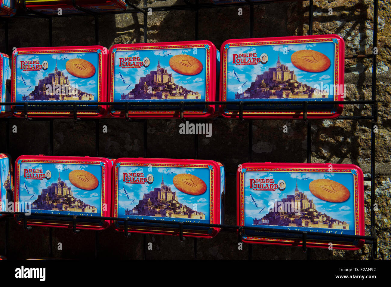 Bucht des Mont Saint Michel, Frankreich, Manche Weltkulturerbe von UNESCO, Mont Saint Michel, La reine Poulard cookies Stockfoto