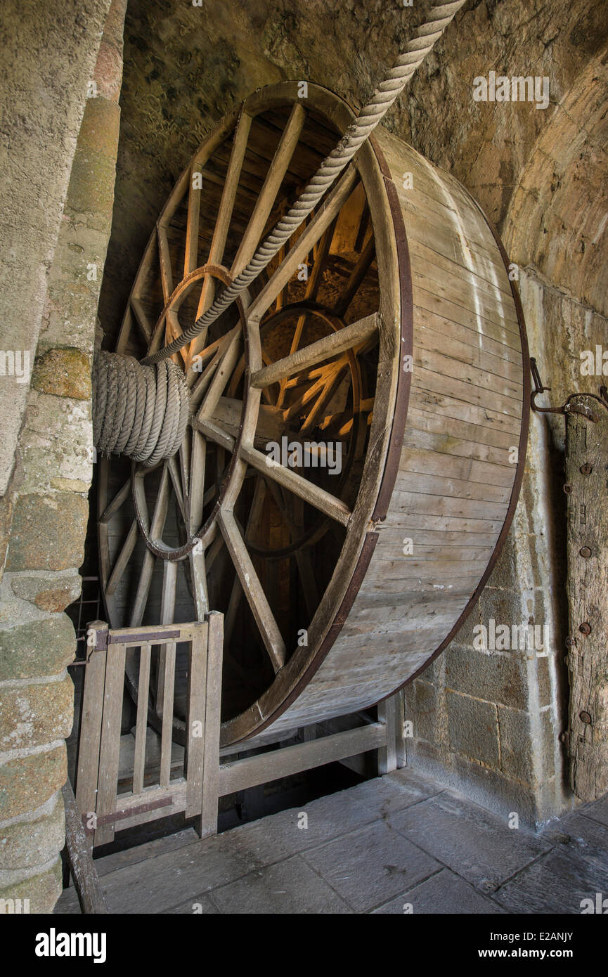 Bucht des Mont Saint Michel, Frankreich, Manche Weltkulturerbe von UNESCO, Mont Saint Michel, Käfigläufer der Abtei Stockfoto