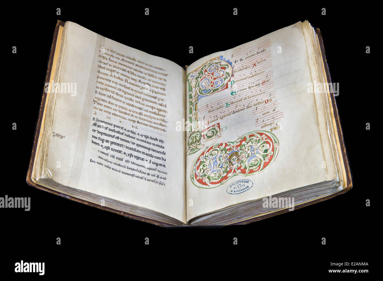 Frankreich, Manche, Avranches, Scriptorial, Mont Saint Michel Manuskripte Museum, Mont Originalhandschriften, Lied von der Stockfoto