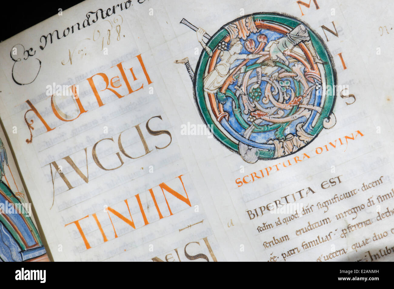 Frankreich, Manche, Avranches, Scriptorial, Mont Saint Michel Manuskripte Museum, ursprünglichen Manuskripte Mont, Sankt Augustin Stockfoto