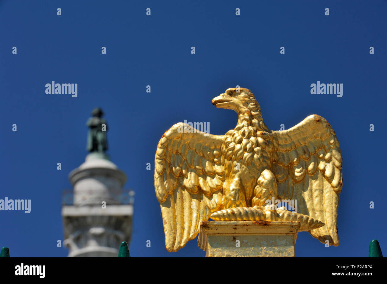 Frankreich, Pas-De-Calais, Wimille, Goldene Adler Wappen Napoleon, mit im Hintergrund die Grande Armee Spalte gekrönt von der Stockfoto