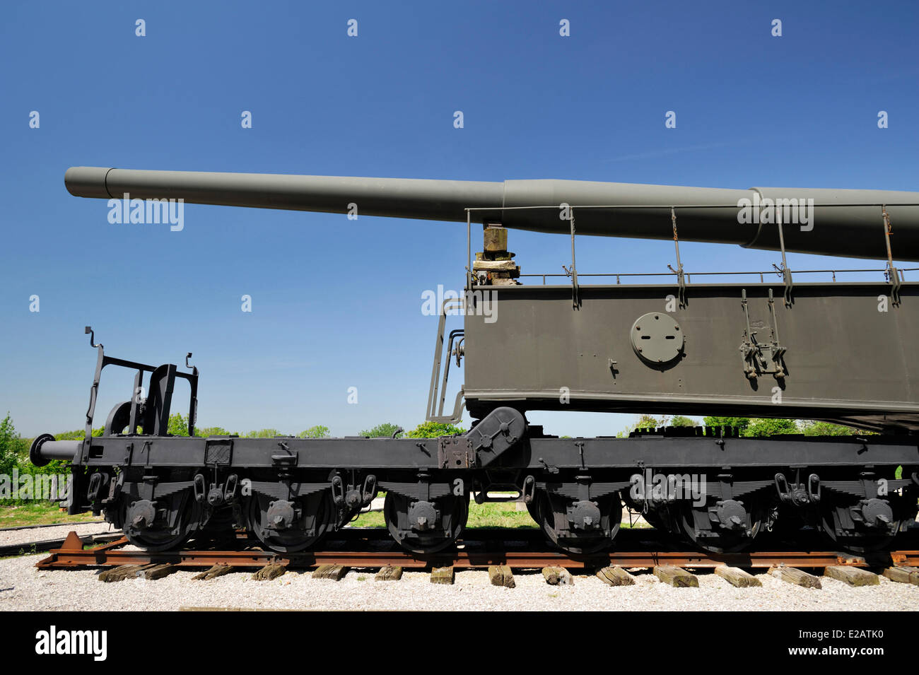 Frankreich, Pas-de-Calais, Audinghen, Museum des Atlantikwalls, Batterie Todt, Deutsch Canon K5 von 280mm auf Schiene Stockfoto