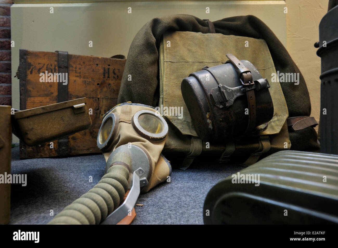 Frankreich, Pas-de-Calais, Ambleteuse, Museum 39-45, Gasmaske Stockfoto